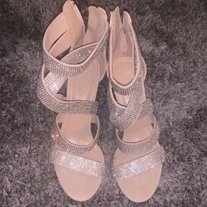 Charlotte Russe Nude and Rhinestone Strappy Heels
